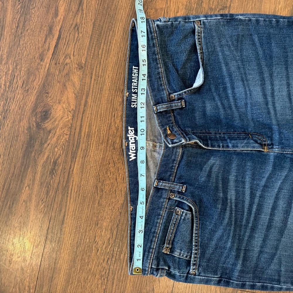 Wrangler Men's Blue Denim Jeans Straight Regular Fit Cotton Button Zip 38X34 - Picture 7 of 10